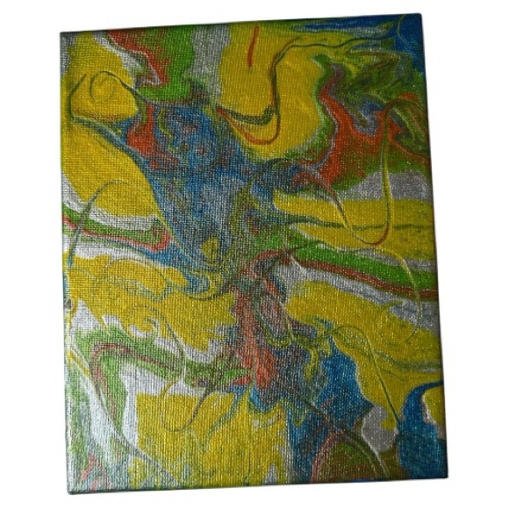 Abstract Canvas Art with Vibrant Colors Paint Pour 
8” x 10”